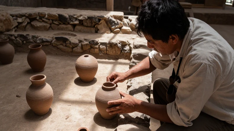 Es El Cóporo, Guanajuato, un tesoro histórico y cultural 28 Arqueólogo limpia cerámica antigua con sol en Guanajuato