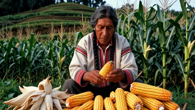 Cuáles son los beneficios, usos y variedades del maíz 8 Agricultor indígena examina maíz maduro en terraza