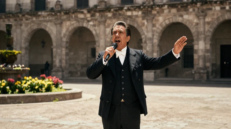 Líder mexicano de 1850 en plaza colonial