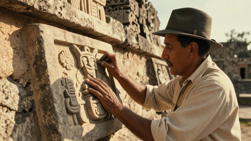 Enrique Vela: Destacado arqueólogo 27 Arqueólogo mexicano examinando ruinas antiguas