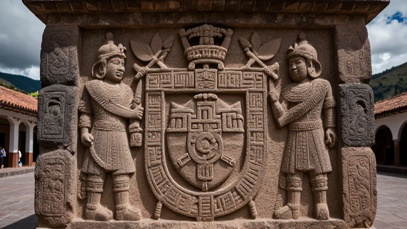 Qué es el escudo del Perú y cuáles son su historia y características 36 Relieve inca en plaza andina colonial