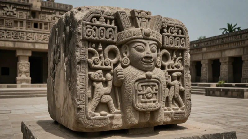 Escultura mexica monumental y detallada