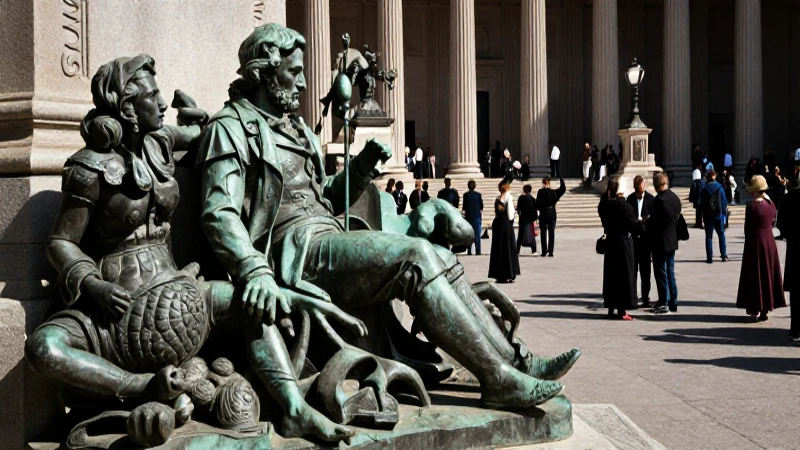 Qué historia y significado tiene la escultura monumental en el arte público 23 Estatua monumental de bronce en plaza histórica