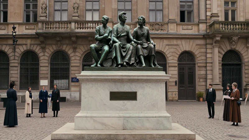 Qué historia y significado tiene la escultura monumental en el arte público 20 Escultura monumental en plaza histórica europea con personas