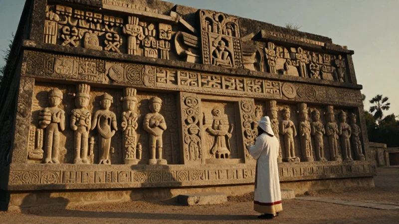 Sacerdote observa estelas monumentales en Xochicalco