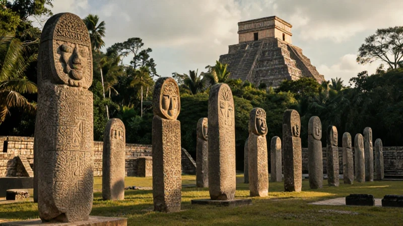 Estelas antiguas de Xochicalco en la jungla