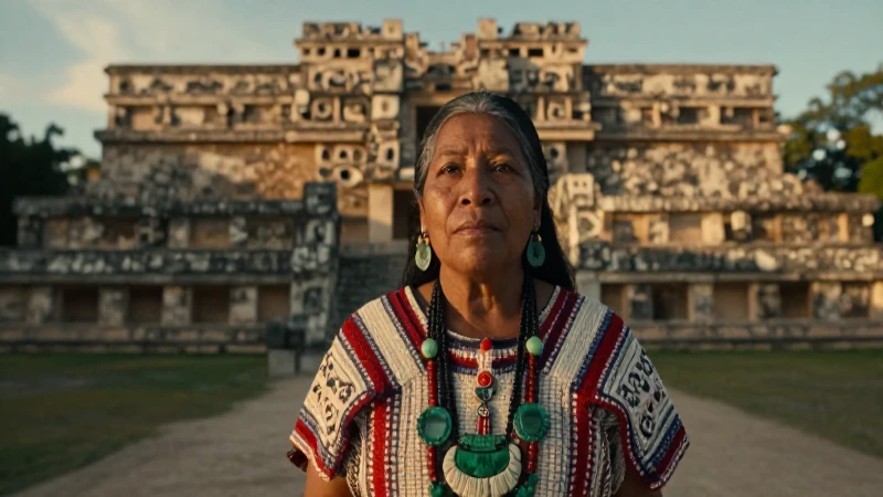 Cuál es la estructura social y tradiciones de la familia Maya 32 Matriarca Maya en antigua arquitectura dorada