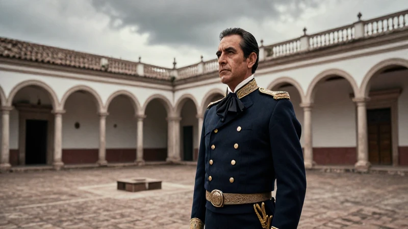 Retrato histórico de Díaz en hacienda colonial