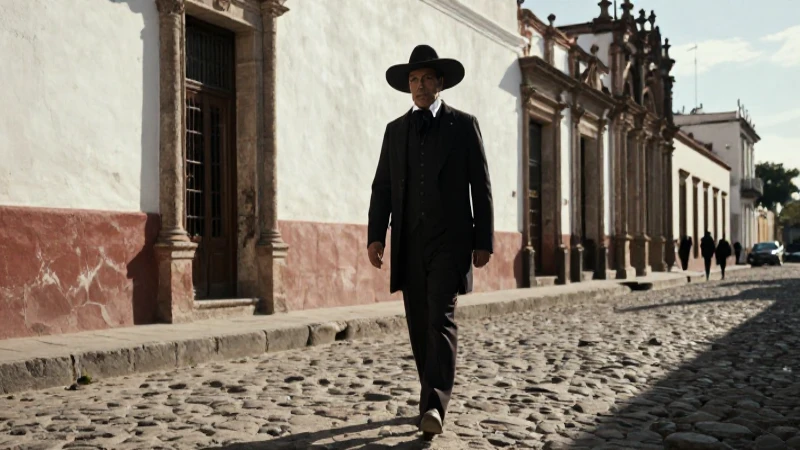 Félix Díaz camina por la antigua calle colonial