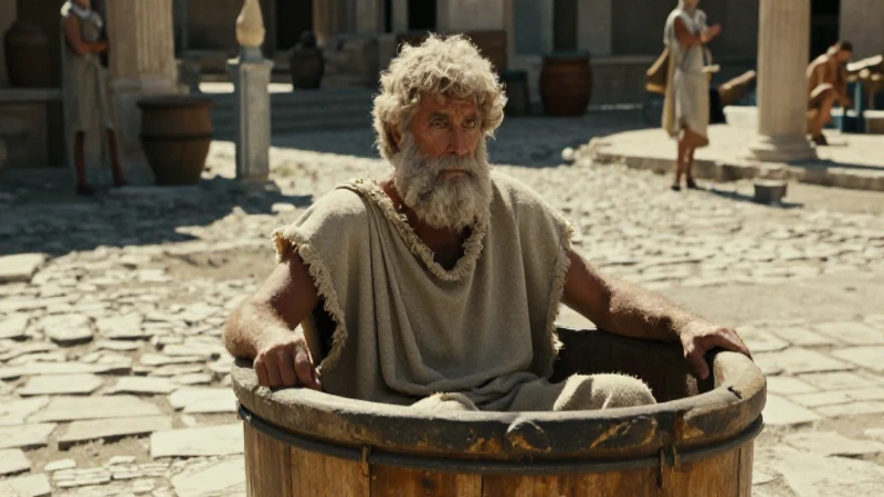 Cuál es la filosofía de Diógenes y su desafío a las normas 7 Diogenes en la agorá griega
