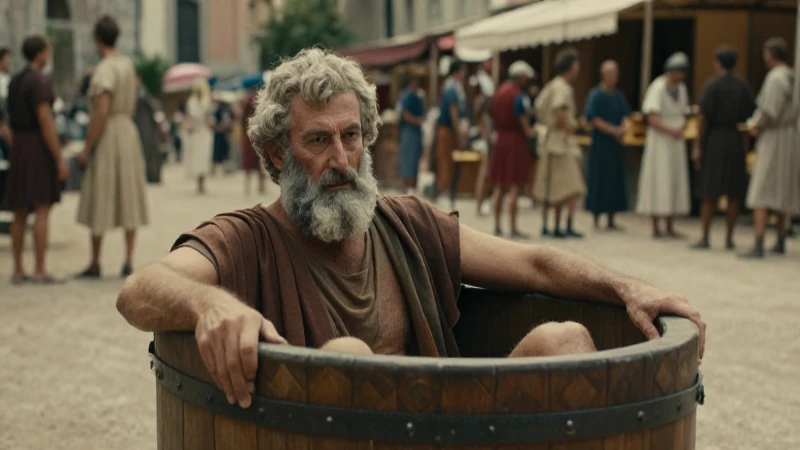 Cuál es la filosofía de Diógenes y su desafío a las normas 6 Diogenes en tubaje, Roma histórica, fotografía cinematográfica