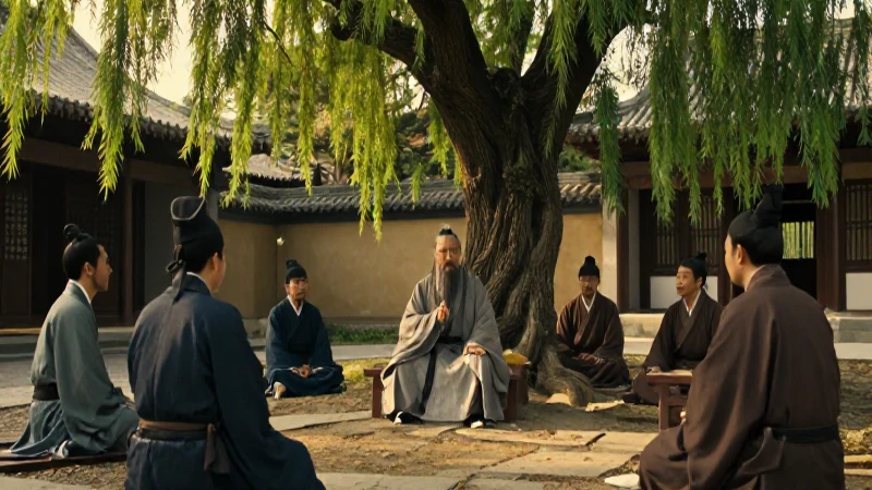 Quién fue Confucio y cuál es su legado en el confucianismo 42 Confucio en el jardín con sus discípulos