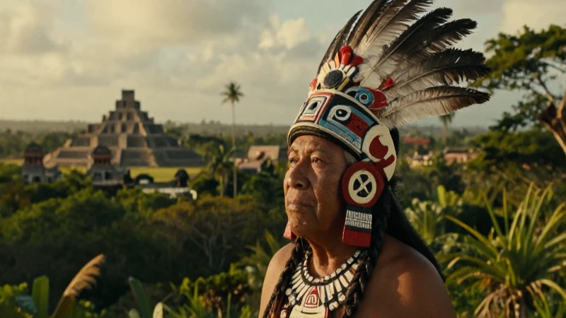 Abuelo náhuatl en la ciudad de Mesoamérica