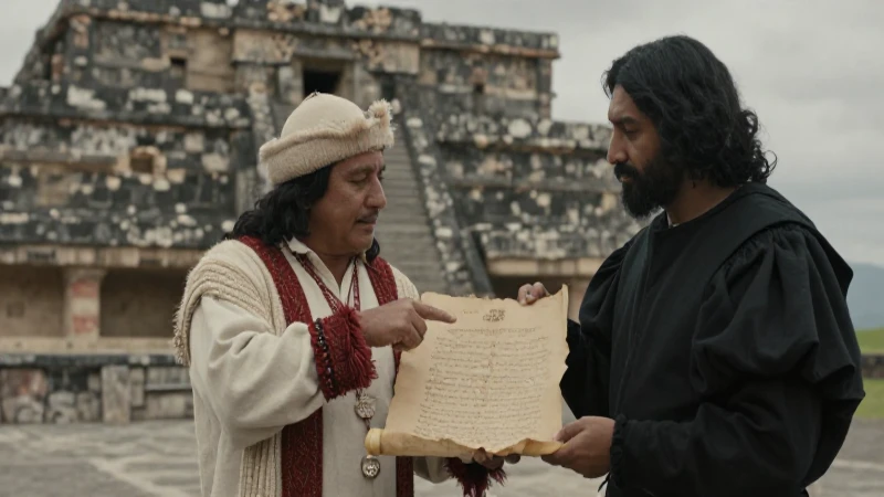 Nahua señala documento con fraile