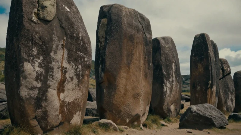 Gigantes: Mitos y realidades de estas criaturas legendarias 4 Explorador entre vastas ruinas megalíticas antiguas