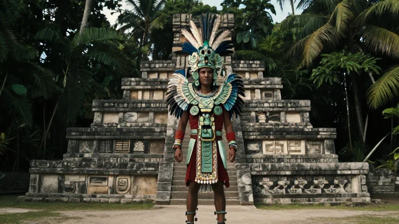 Guerrero mexica en ceremonia tropical