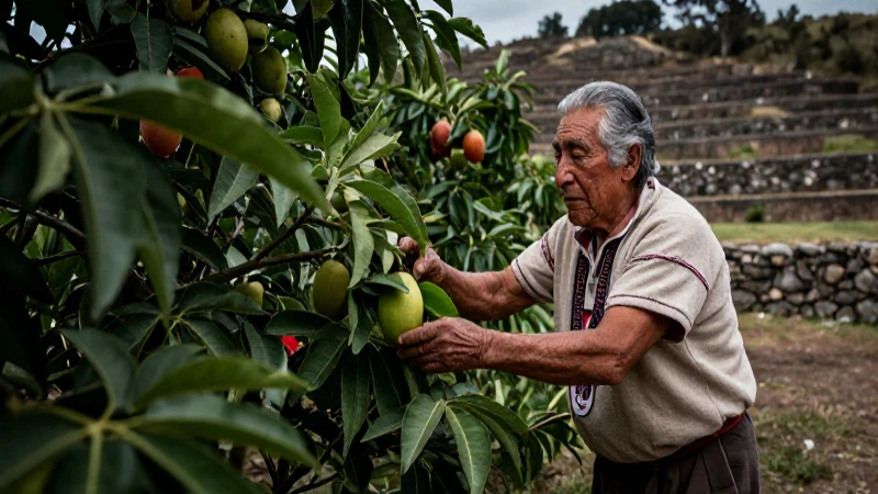 Guayaba en Náhuatl: Descubre su significado y tradición 7 Anciano Nahua cultiva guayaba en un entorno histórico