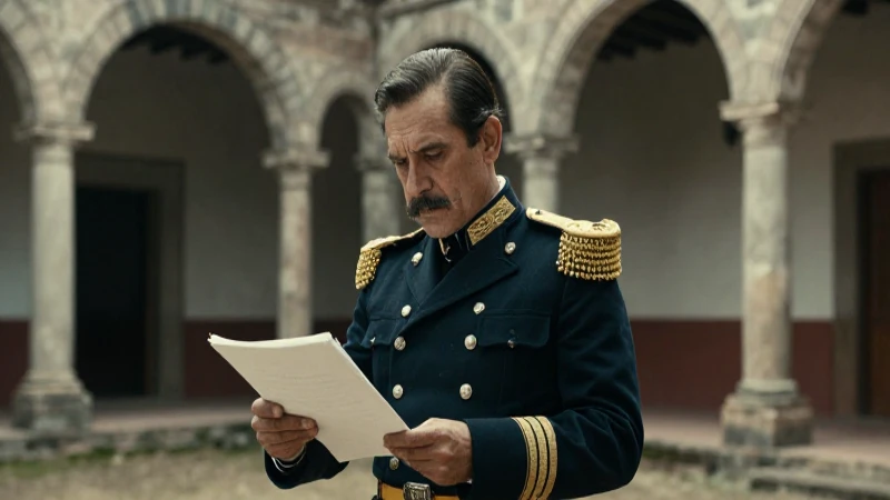 Guerra de Reforma: Cronología y Causas 1857 - 1861 en México 105 Oficial militar mexicano planeando estrategia en hacienda colonial