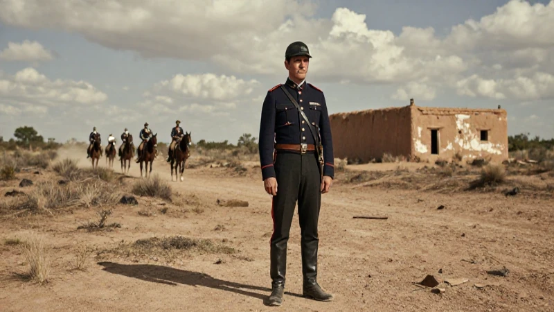 Soldado mexicano observa a caballería americana