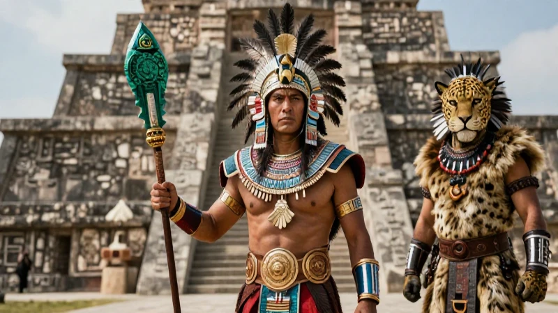 Guerrero águila: Descubre su legado en la historia azteca 11 Guerreros aztecas épicos en un templo hiperrealista