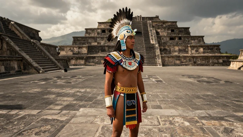 Guerrero águila: Descubre su legado en la historia azteca 10 Guerrero azteca con plumas en Tenochtitlan