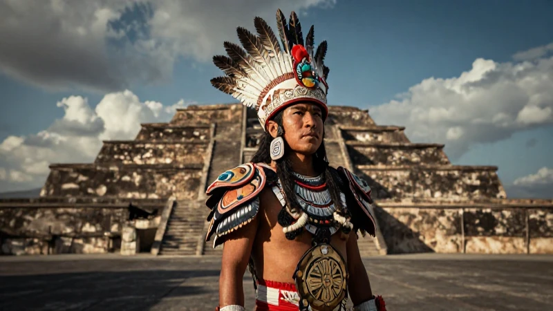 Guerrero azteca en Tenochtitlan, épico realismo