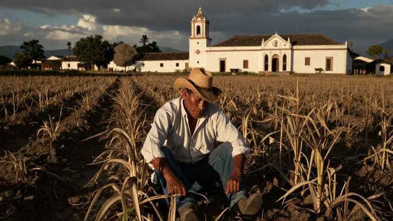Peón trabajando en campo colonial dorado