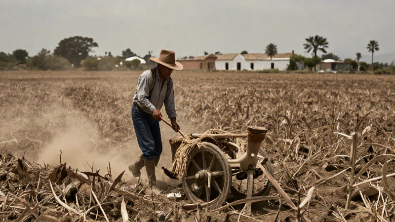Peón histórico en vastos campos coloniales
