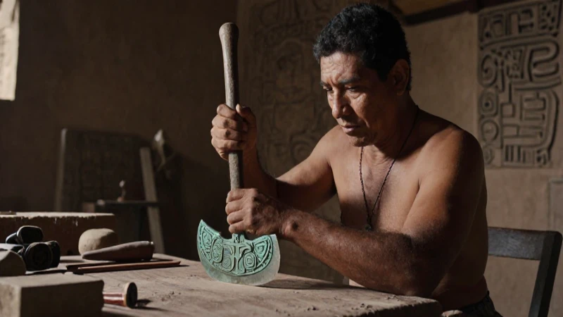 Artesano azteca forjando en Tenochtitlan
