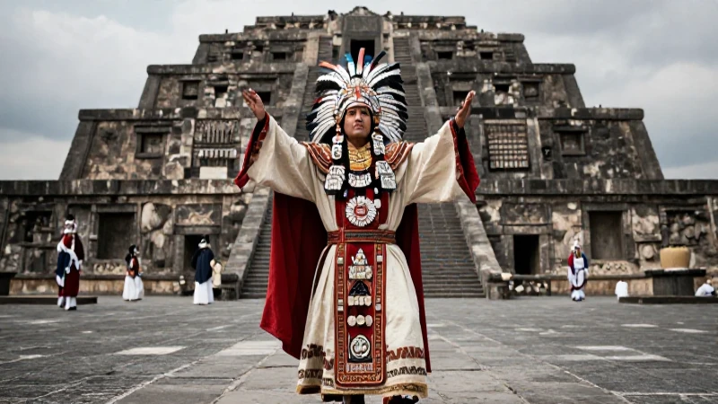 Sacerdote azteca danza en Templo Mayor