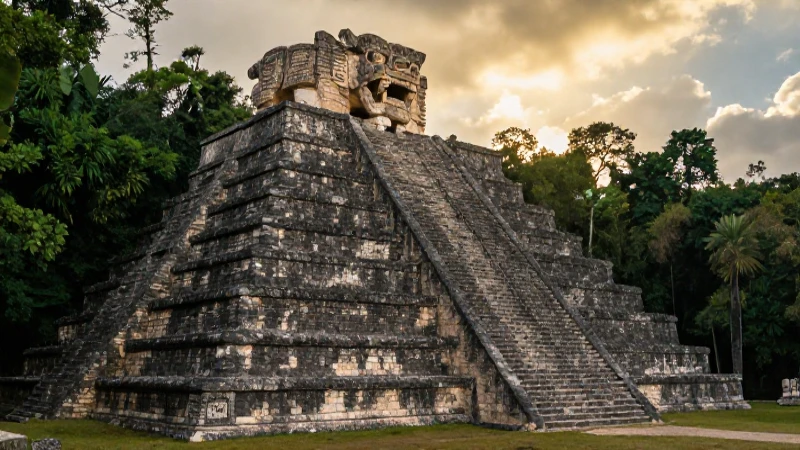Cuál es la historia de la Zona Arqueológica de Tajín en Veracruz 49 Escultura de jaguar en ruinas de Tajín al atardecer