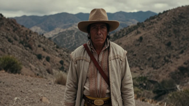 Guerrero Chichimeca en dramático paisaje mexicano