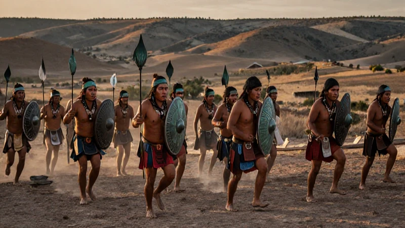 Guerros chichimecas en el altiplano bajo la luz dorada