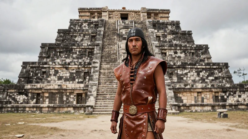 Guerrero chichimeca en templo mesoamericano