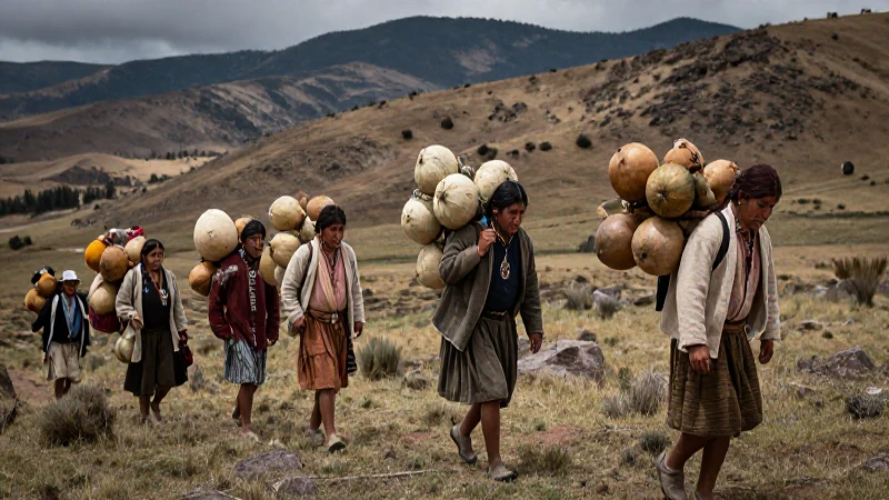 Chichimecas caminan por montañas con sus tesoros