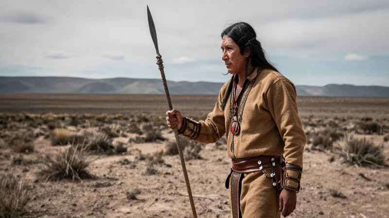Guerrero Chichimeca con lanza en el desierto