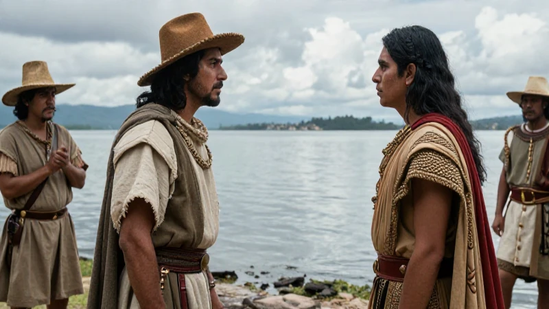 Confrontación tensas entre español y mexica