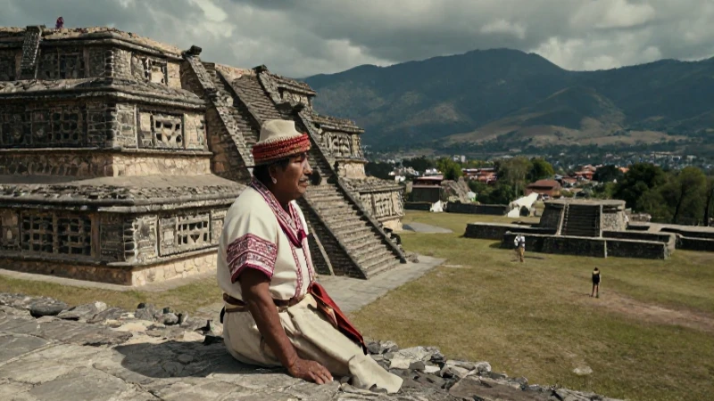 Zapoteca anciano en ruinas de Monte Albán