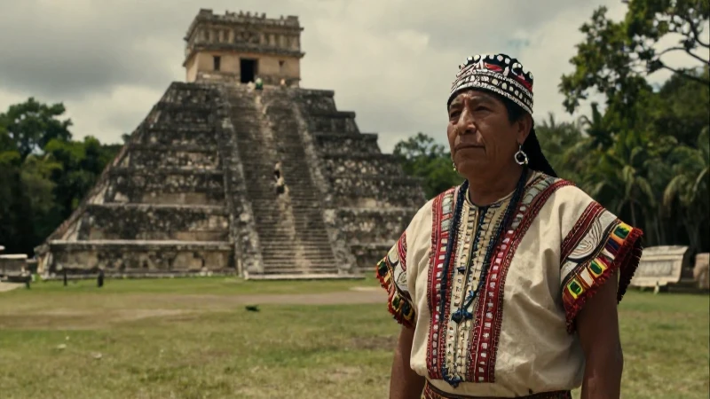 El hombre de Tepexpan: Mito o realidad detrás de su historia 16 Hombre indígena ante pirámide antigua