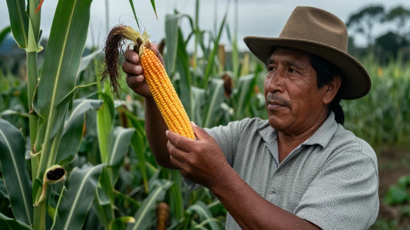Qué es el cuitlacoche, el hongo que enriquece la milpa 14 Agricultor examina maíz con cuitlacoche en milpa