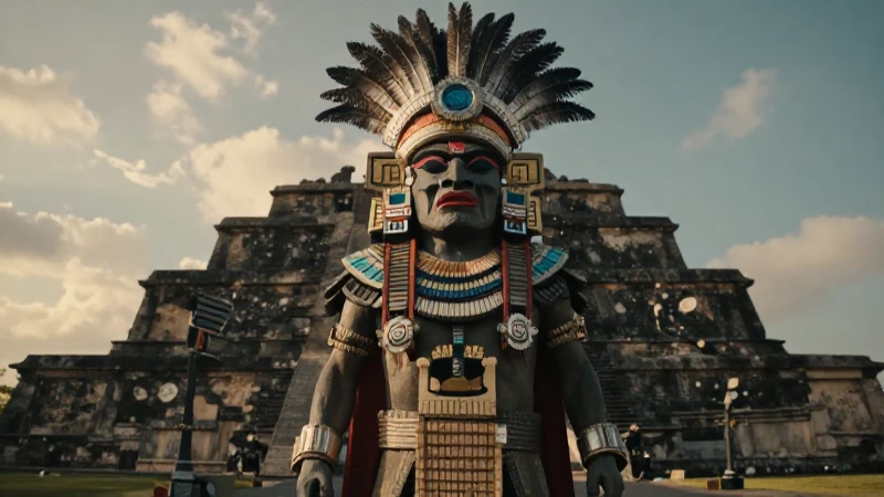 Huitzilopochtli en Templo Mayor al atardecer