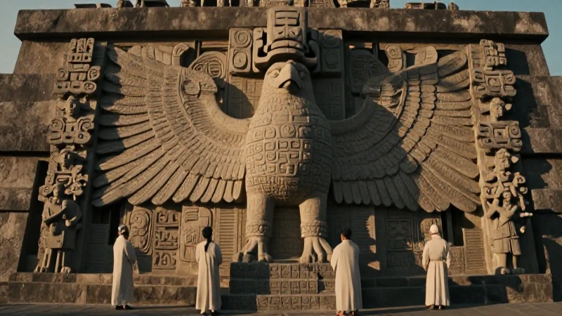 Huitzilopochtli: La escultura emblemática del Templo Mayor 4 El Templo Mayor muestra a Huitzilopochtli como dios estatal