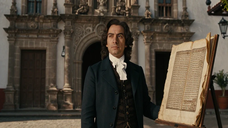 Gentleman colonial en hacienda y manuscrito