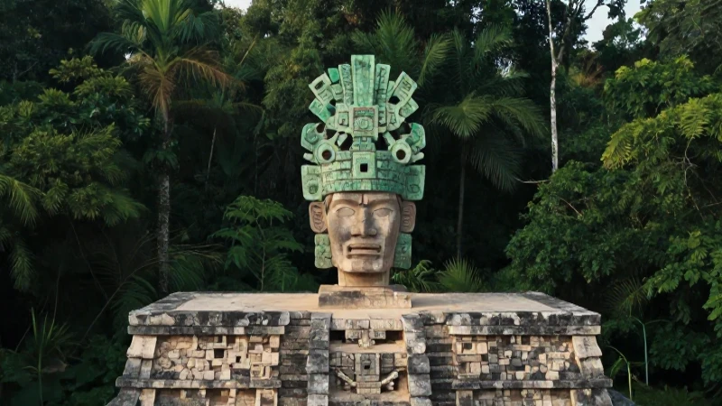 Gobernante maya en templo de selva