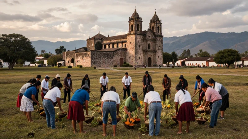 Iglesia Santo Tomás Ajusco: Cultos Agrícolas y Tradiciones 23 Ritual indígena de cosecha en paisaje histórico