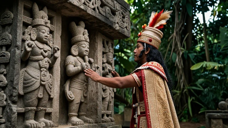 Sacerdote mixteca ofrece a una deidad en templo antiguo