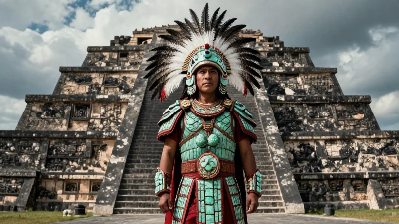 Imágenes de la cultura mexica: un viaje visual a su grandeza 8 Guerrero mexica poderoso en el Templo Mayor
