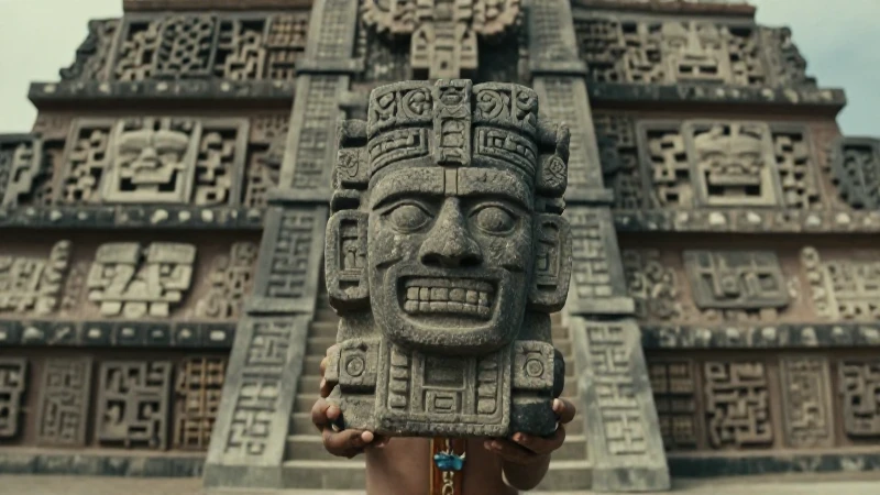 Imágenes de la cultura mexica: un viaje visual a su grandeza 10 Sacerdote Mexica con Quetzalcoatl y plataforma ceremonial