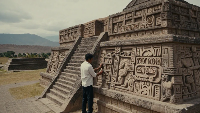 Artesano Mixteco talla relieve en Mitla