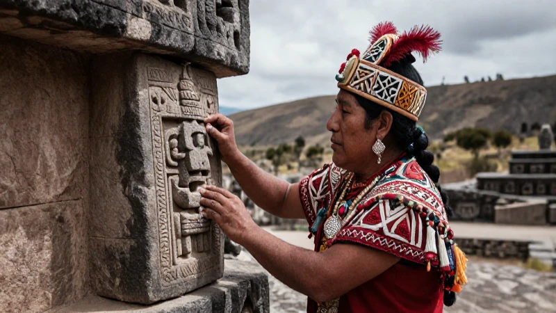Noble Mixteco ante su arquitectura antigua